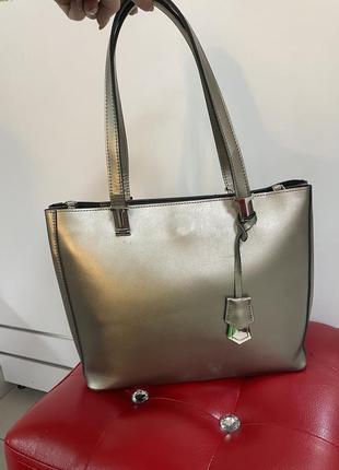 Кожаная сумочка кроссбоди сумочка на плечо италия сумка серебро2 фото