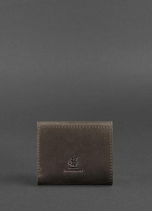 Женский кожаный маленький кошелек тройного сложения с монетницей из натуральной кожи темно-коричневый3 фото