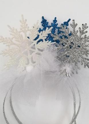 Обруч для снежинки с блестящими серединками обруч снежинка ободок4 фото