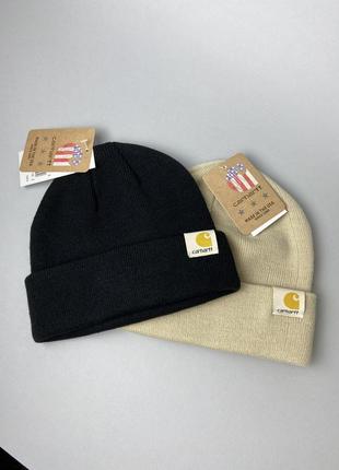 Шапка carhartt black/beige mini logo hat1 фото