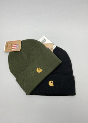 Шапка carhartt black/olive org big logo2 фото