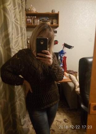 Свитер кольчуга сетка коричневый 5