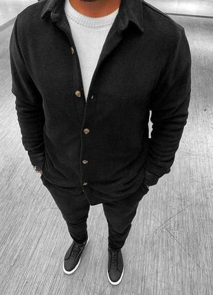 Мужской зимний костюм флисовый рубашка и штаны серый  | комплект с рубашкой на флисе на зиму9 фото