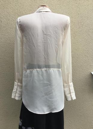 Прозрачная,нюдовая блуза,рубаха удлиненная по спинке,h&m,маленький размер4 фото