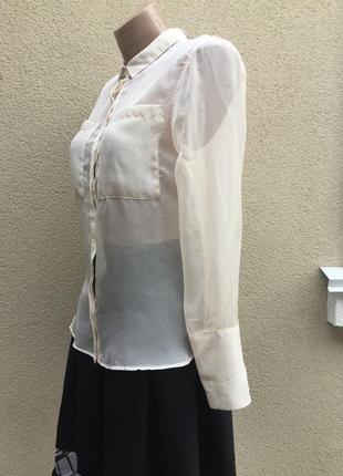 Прозрачная,нюдовая блуза,рубаха удлиненная по спинке,h&m,маленький размер5 фото