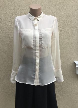 Прозрачная,нюдовая блуза,рубаха удлиненная по спинке,h&m,маленький размер