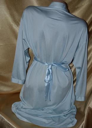 Ніжний блакитний халатик на запах , м'яка тканина приємна до тіла3 фото