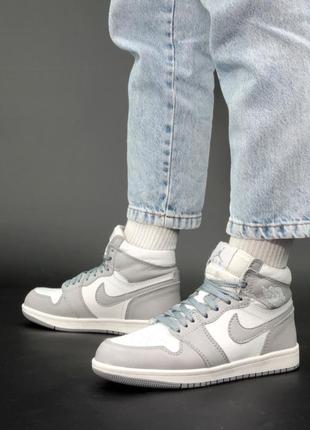 Женские высокие кожаные кроссовки с мехом nike air jordan)#найк9 фото