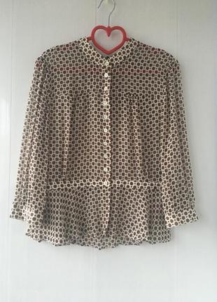 Романтичная милая шелковая блузка, блуза натуральный шелк горошки, jaeger