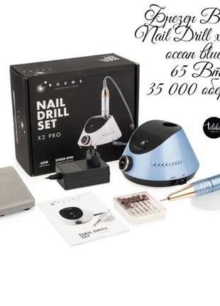 Фрезер для маникюра bucos nail drill x2 pro ocean blue 65 вт, 35 000 об/мин.3 фото