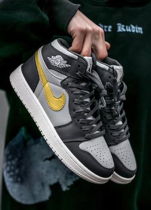 Женские кроссовки All air jordan 1 high grey gold 36-37-38-39-41