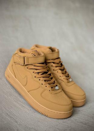 Nike air force 1 mid мех, мужские зимние кроссовки найк форс с мехом, кроссовки мужские зимние найк форс