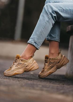 Nike m2k linen & wheat & ale brown, кросівки найк жіночі коричневі, кроссовки женские найк демисезонные