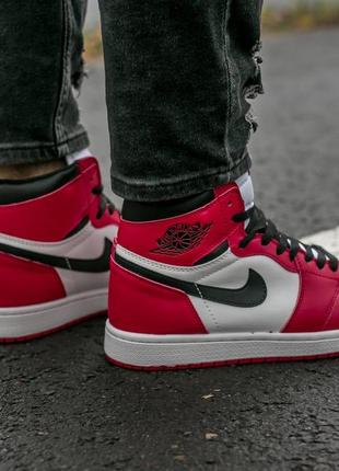 Мужские кроссовки nike air jordan 1 high white red 40-41-42-43-442 фото