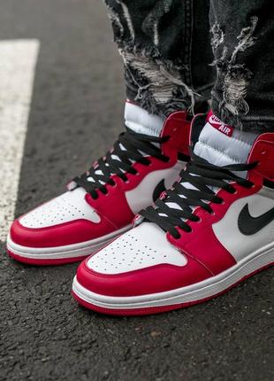 Мужские кроссовки nike air jordan 1 high white red 40-41-42-43-446 фото