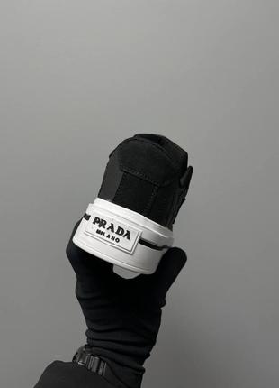 Кросівки prada macro re-nylon brushed leather sneakers black5 фото