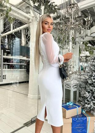 Женское платье миди черное белое красное нарядное праздничное с сеточкой3 фото