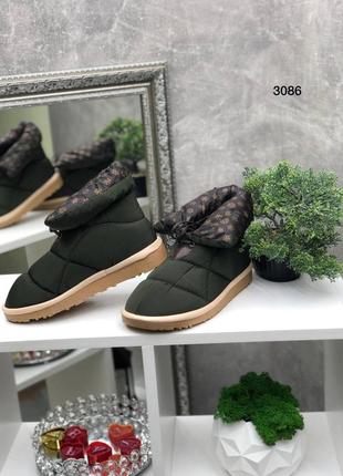 Трендові стильні якісні теплі комфортні черевички дутіки кількість дуже обмежена хакі5 фото