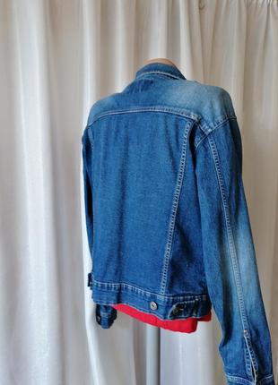 Джинсовая куртка джинсовка пиджак размер с - м плечи от шва до шва 47см плечевой шов приспущенными п9 фото