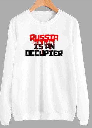Світшот з патріотичним принтом "russia is an occupier" push it