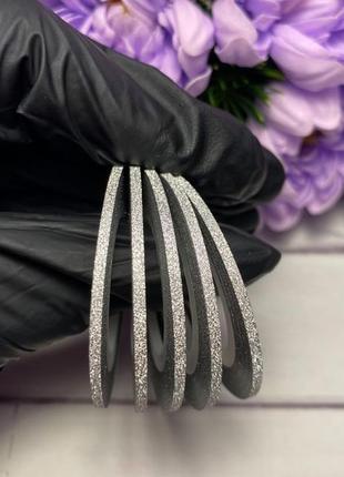 Лента для дизайна ногтей сахарная нить серебро 2 мм