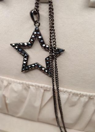 Плдвеска кулон звезда с черными кристаллами2 фото