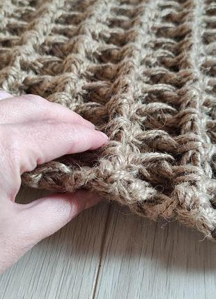 Джутовый коврик. плетеный ковер лим из джута. вязаный ковер.