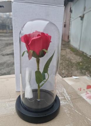 Роза в колбе с  подсветкой