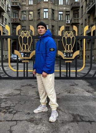 Зимний анорак stone island синий до -15 мужской / женский