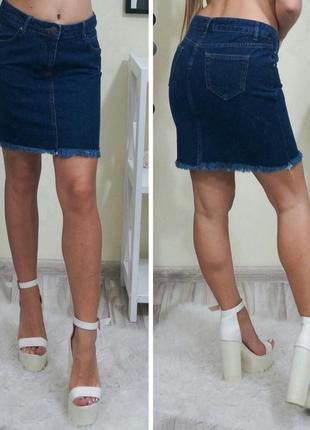 Распродажа 🏷 юбка джинс мини на высокой посадке с рваностями