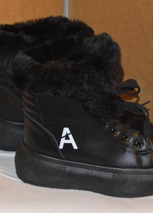 Зимние ботинки на меху зимові черевики на хутрі