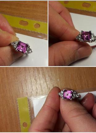 Кольцо серебряное, кольцо с камнем олександрит, цирконий, квадрат.4 фото
