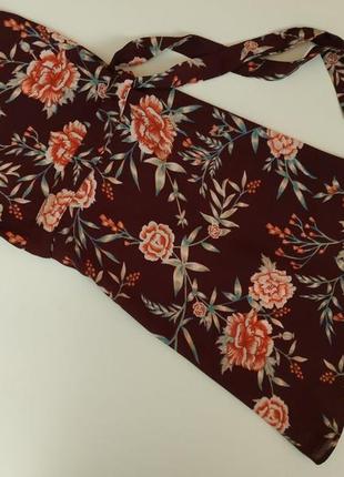 Шикарная шифоновая блуза в цветочный принт, с широкими рукавами и завязками3 фото