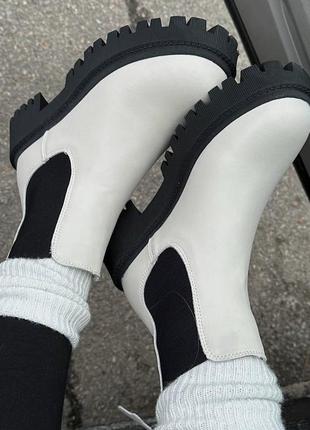 Зимові черевики натуральна шкіра ❄ зимние ботинки челси натуральная кожа на меху платформа