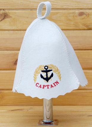 Шапка для бани/сауны из войлока "капитан". есть цвета и принты. новая