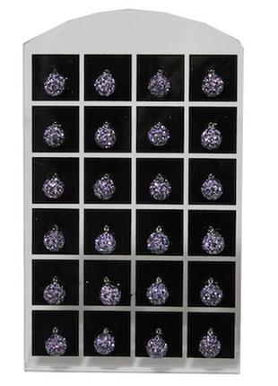 Сережки со стразами шамбала гвоздики фиолетовые ø7мм1 фото