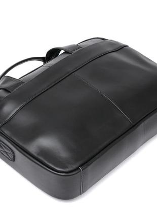 Ділова шкіряна сумка для ноутбука vintage 20680 чорний3 фото