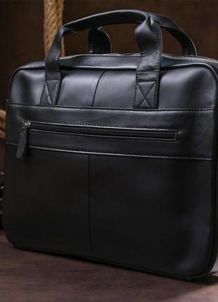 Ділова шкіряна сумка для ноутбука vintage 20680 чорний8 фото