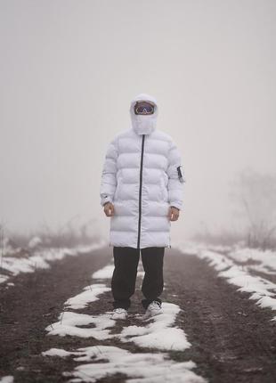 Зимовий довгий оверсайз пуховик ogonpushka ultra білий1 фото