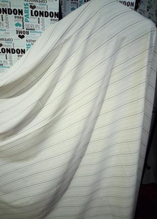 Ткань костюмная  белая в полоску.отрез 1.45 м на 2.95м винтаж2 фото