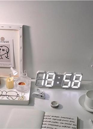 Електронний настінний/настільний годинник led з будильником календарем термометром/гойдалка5 фото