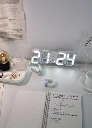 Електронний настінний/настільний годинник led з будильником календарем термометром/гойдалка6 фото