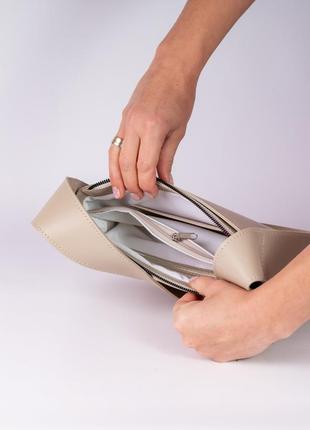 Женская сумка бежевая сумка багет бежевая сумочка сумка на плечо