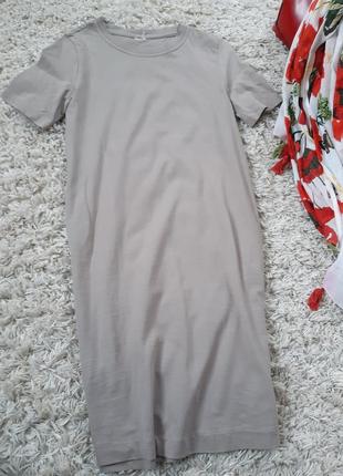 Комфортное коттоновое платье-футболка в цвете мокко, h&amp;m,  p. 4-63 фото