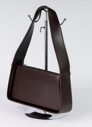 Жіноча сумка коричнева сумка багет коричнева сумочка сумка на плече2 фото
