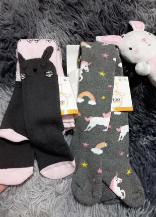 Колготи bross махрові з єдинорiжками, туреччина р.86-92 для дівчинки 1-3роки брос махра