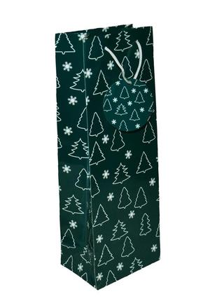 Пакет новорічний подарунковий melinera 13*9*36 см темно-бірюзовий