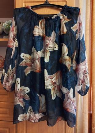 Шелковая блуза италия разм 12 - 16.3 фото