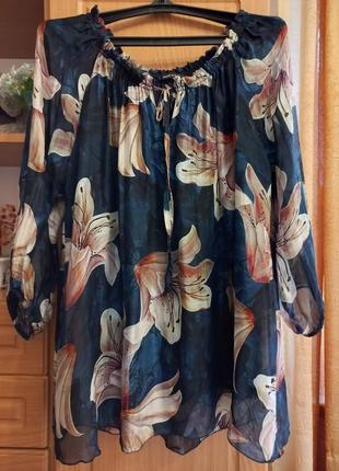 Шелковая блуза италия разм 12 - 16.2 фото