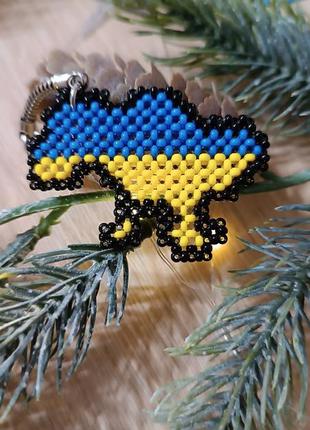 Підвіска брелок "мапа україни " із бісеру
